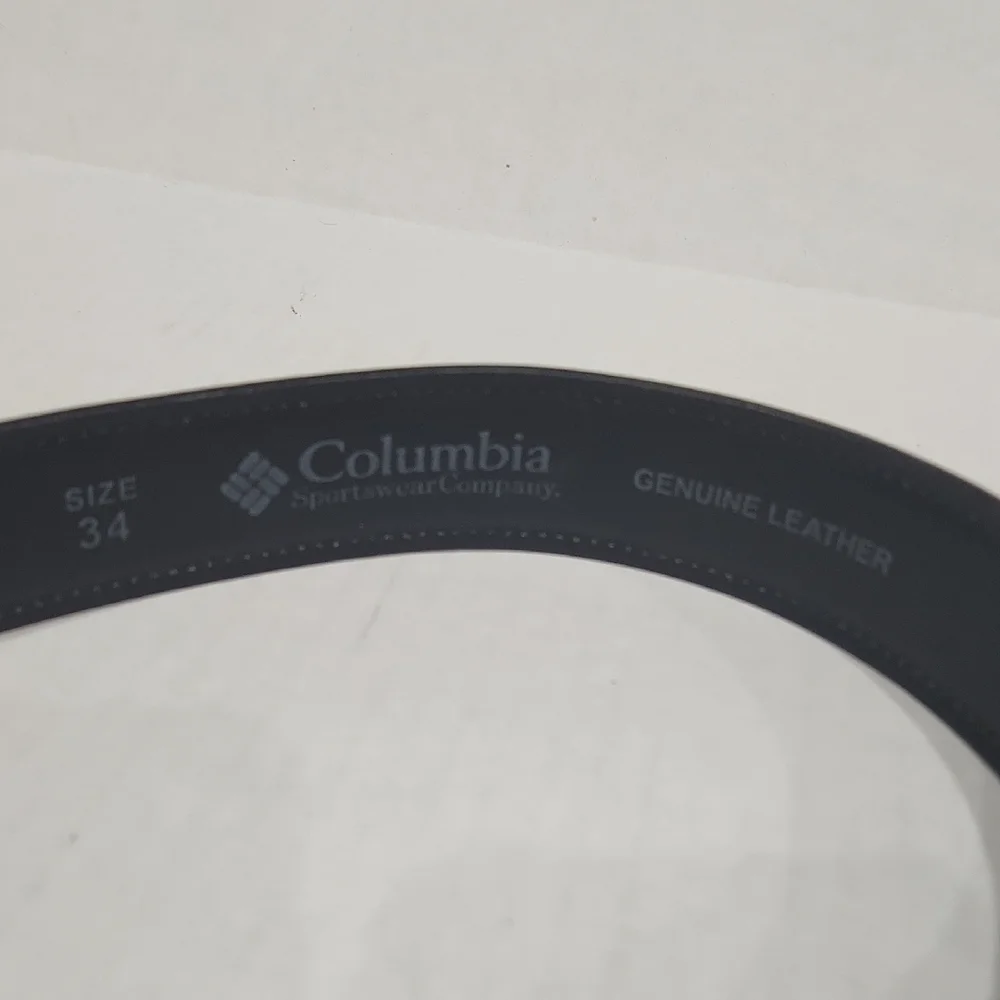 Columbia Black Leather Belt with Silver Buckle